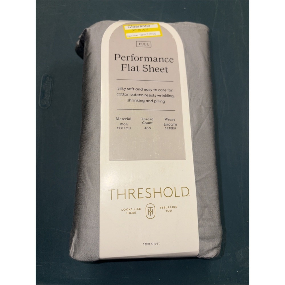 Full 400 Thread Count Performance Flat Sheet Classic Gray‎ - Threshold: Cotton